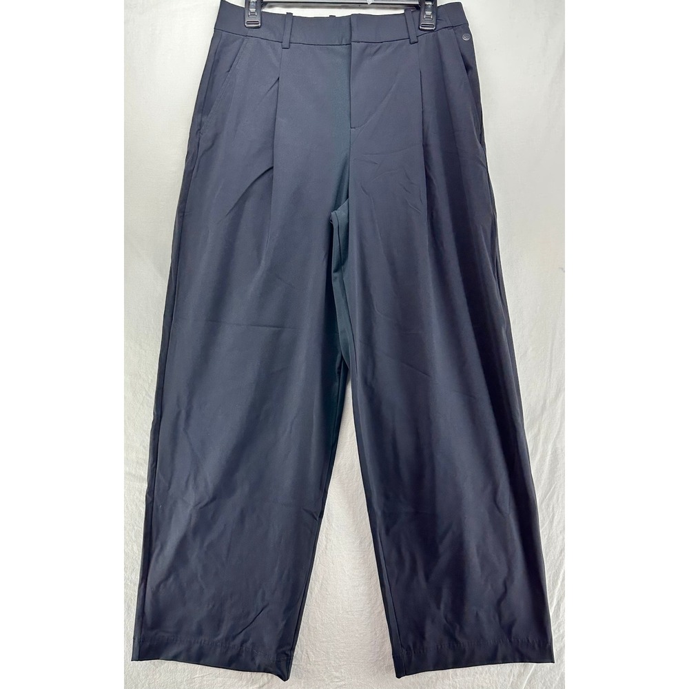 Calia Womens Black Wide Leg Pleated Trousers High Rise Performance Pants Size M
